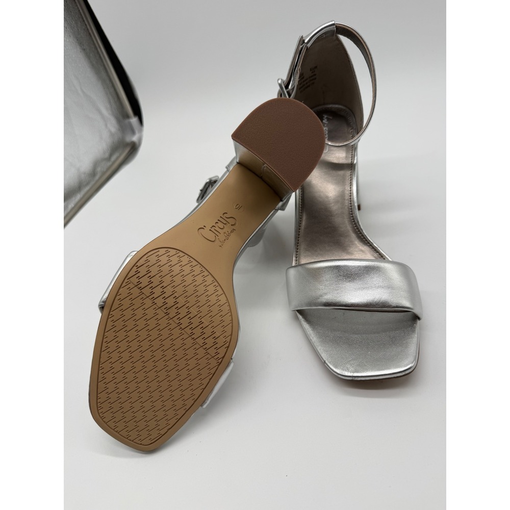 Circus by Sam Edelman Elizabeth Sandals Womens 9.5 Silver Block Heel New in Box - Picture 9 of 10